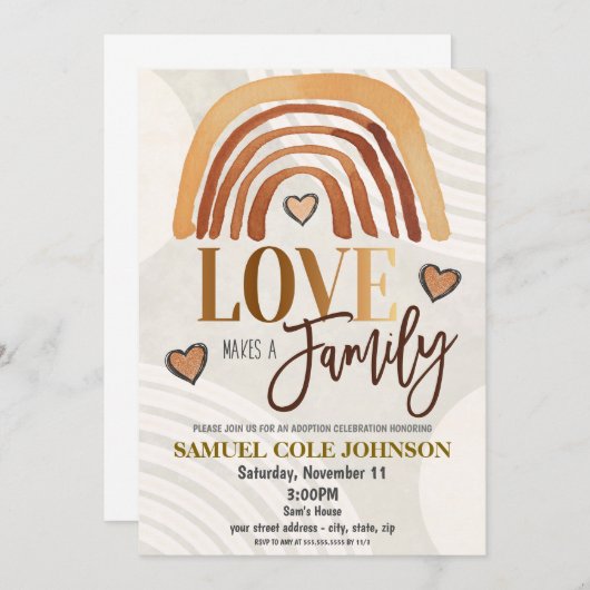 Uitnodiging voor adoptiefeest (Voorkant / Achterkant)