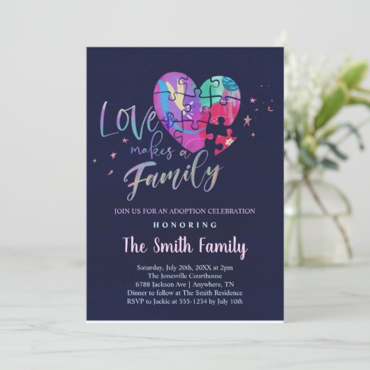 Uitnodiging voor adoptiefeest / Bruisfeest (Staand voorkant)