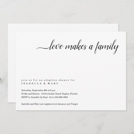 Uitnodiging voor adoptiefeest (voor baby of peuter (Voorkant / Achterkant)