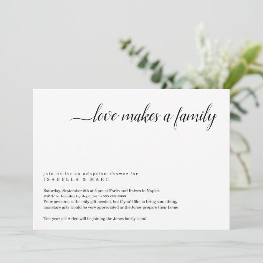 Uitnodiging voor adoptietoeslag (voor ouder kind) (Staand voorkant)