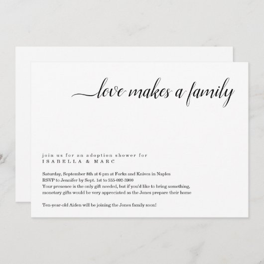 Uitnodiging voor adoptietoeslag (voor ouder kind) (Voorkant / Achterkant)