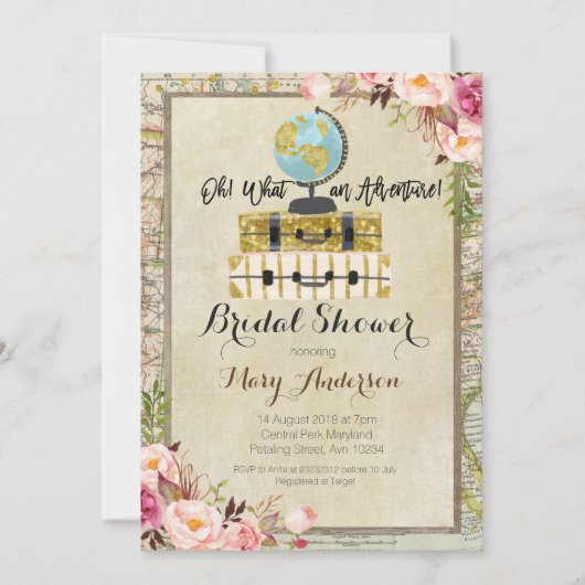 Uitnodiging voor Adventure Bridal Shower (Voorkant)