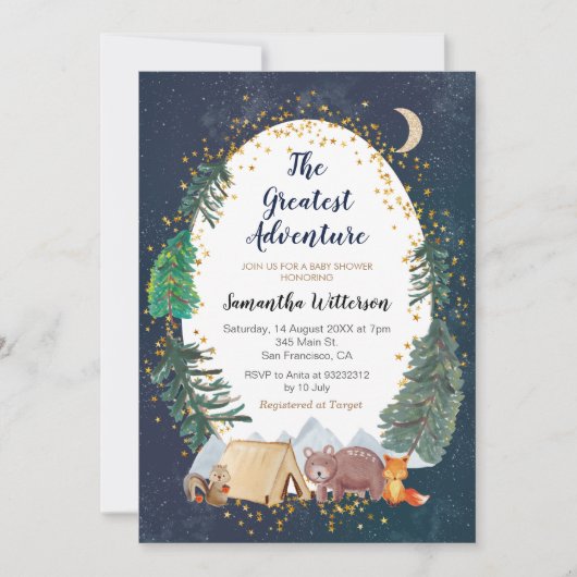 Uitnodiging voor Adventure Forest Baby shower (Voorkant)
