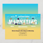 Uitnodiging voor afgestudeerde marketeer (Voorkant / Achterkant)