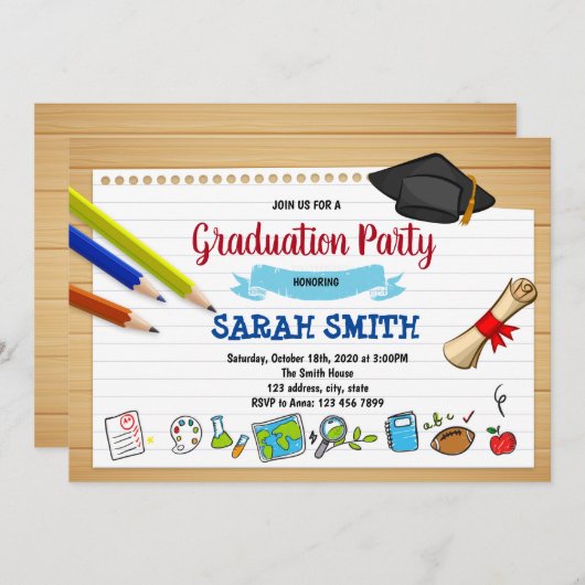 Uitnodiging voor afgestudeerden (Voorkant / Achterkant)