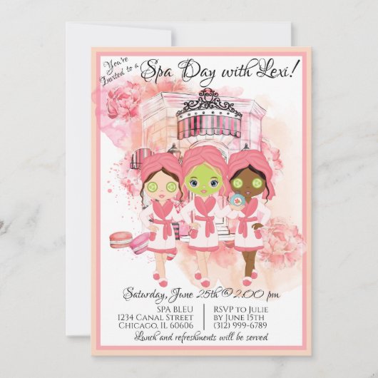 Uitnodiging voor Afrikaans-Amerikaans Spa-feestje (Voorkant)