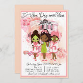 Uitnodiging voor Afro-Amerikaans Spa-feestje (Voorkant / Achterkant)