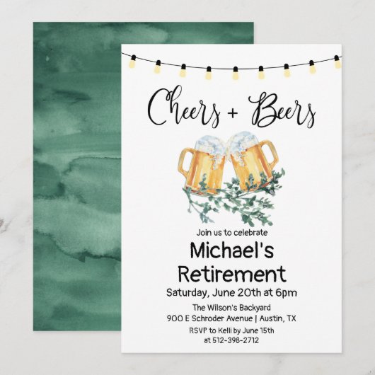 Uitnodiging voor afscheid met Cheers and Beers (Voorkant / Achterkant)