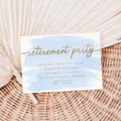 Uitnodiging voor afscheidsparty met blauwe aquarel