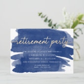 Uitnodiging voor afscheidsparty met Navy Watercolo (Staand voorkant)