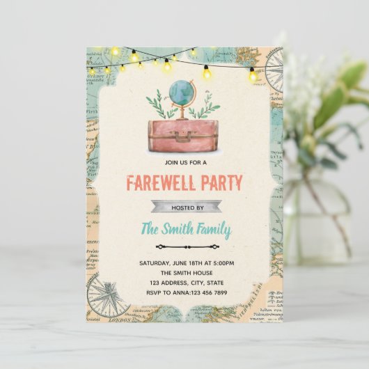 Uitnodiging voor afscheidsparty-thema (Staand voorkant)