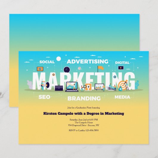 Uitnodiging voor Afstudeerder voor het in de hande (Voorkant / Achterkant)