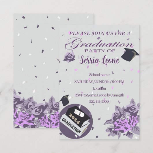 Uitnodiging voor afstudeerfeest 2024 (Voorkant / Achterkant)