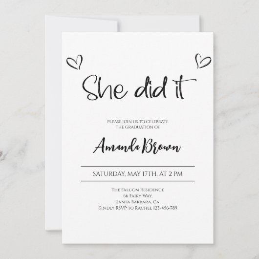 Uitnodiging voor afstudeerfeest, 2024 Afstudeerder (Voorkant)