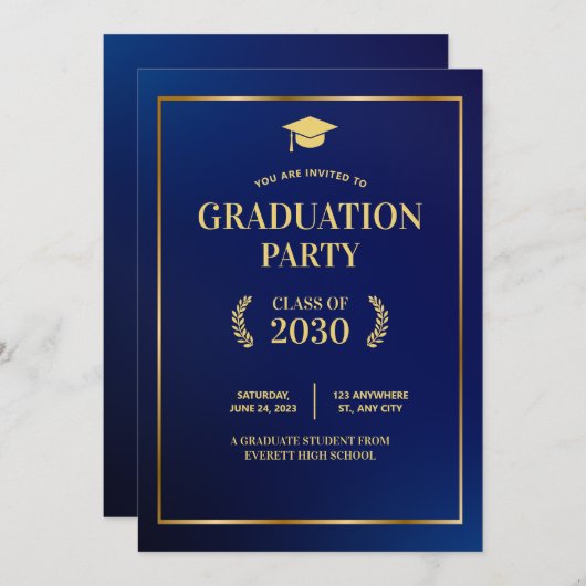 Uitnodiging voor afstudeerfeest, aankondiging Afst (Voorkant / Achterkant)