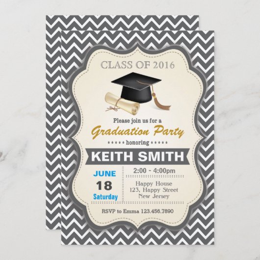 Uitnodiging voor afstudeerfeest. Afstuderen feest (Voorkant / Achterkant)