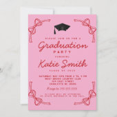 Uitnodiging voor afstudeerfeest, Doodles BowGradua (Voorkant)