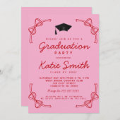 Uitnodiging voor afstudeerfeest, Doodles BowGradua (Voorkant / Achterkant)