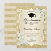 Uitnodiging voor afstudeerfeest - Gold White (Voorkant / Achterkant)