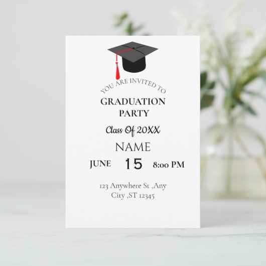 Uitnodiging voor afstudeerfeest informatiekaartje (Staand voorkant)
