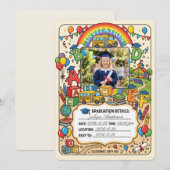 Uitnodiging voor afstudeerfeest kinderen, peutersc (Voorkant / Achterkant)