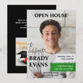 Uitnodiging voor afstudeerfeest met foto | Groen (Voorkant / Achterkant)