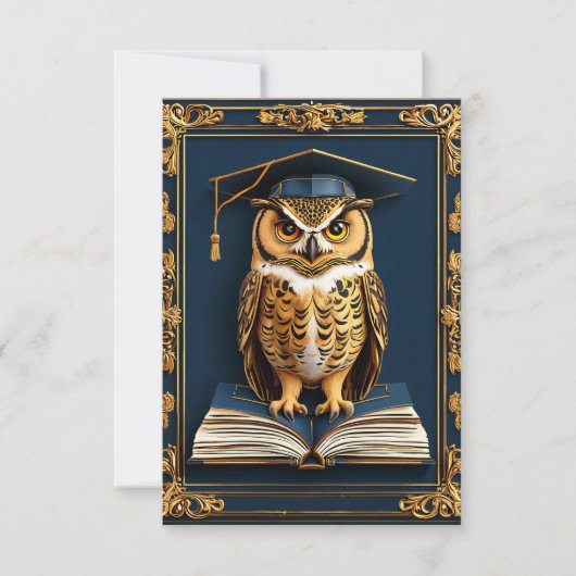 🎓 Uitnodiging voor afstudeerfeest met uil 🎓 (Voorkant)