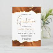 Uitnodiging voor afstudeerfeest met verbrande oran (Staand voorkant)