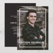 Uitnodiging voor afstudeerfeest met verticale rand (Voorkant / Achterkant)