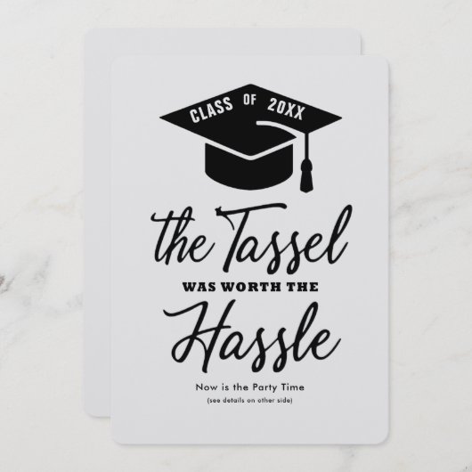 Uitnodiging voor afstudeerfeest, minimalistisch Af (Voorkant / Achterkant)