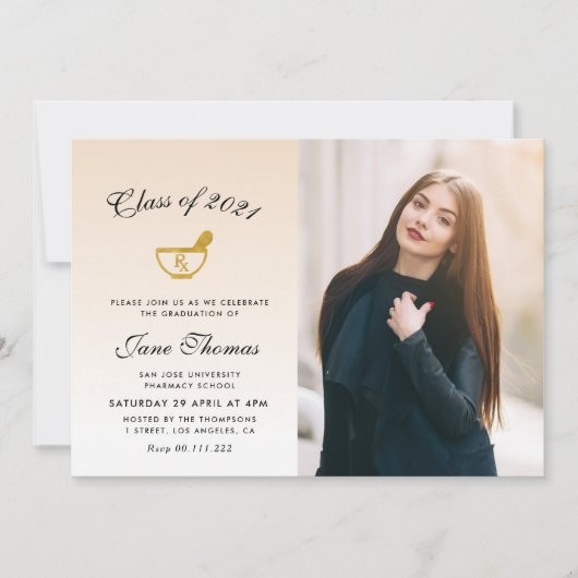 Uitnodiging voor afstudeerfeest moderne apotheek (Voorkant)