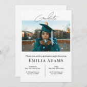 Uitnodiging voor afstudeerfeest, moderne foto Afst (Voorkant / Achterkant)