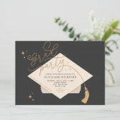 Uitnodiging voor afstudeerfeest, Pet en kwastje (Staand voorkant)