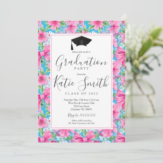 Uitnodiging voor afstudeerfeest, Preppy Afstuderen (Staand voorkant)