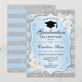 Uitnodiging voor afstudeerfeest - Silver Blue (Voorkant / Achterkant)