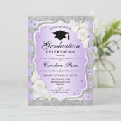 Uitnodiging voor afstudeerfeest - Silver Paarse (Staand voorkant)