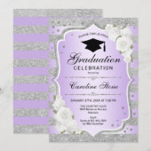 Uitnodiging voor afstudeerfeest - Silver Paarse (Voorkant / Achterkant)