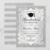 Uitnodiging voor afstudeerfeest - Silver White (Voorkant / Achterkant)