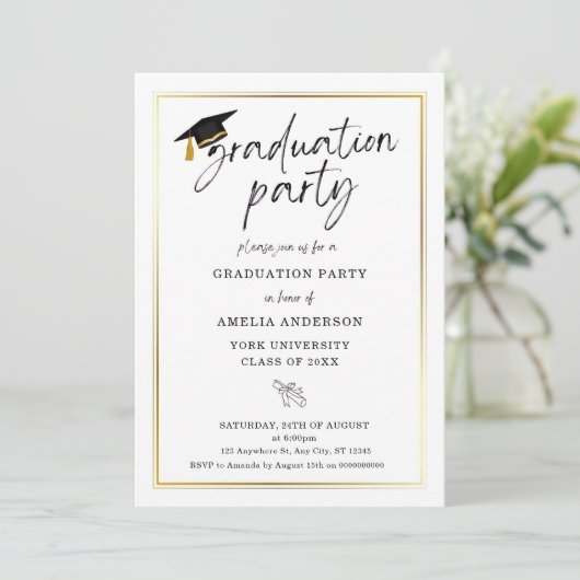 Uitnodiging voor afstudeerfeest, uitnodiging voor  (Staand voorkant)