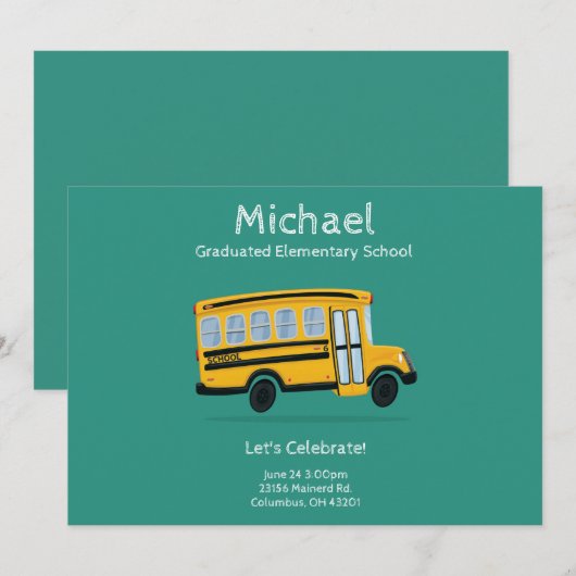 Uitnodiging voor afstudeerfeest voor kinderen - be (Voorkant / Achterkant)