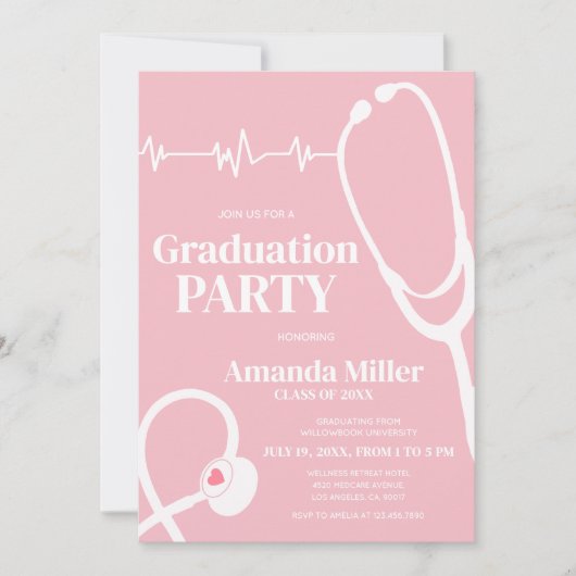 Uitnodiging voor afstudeerfeest voor medische verp (Voorkant)