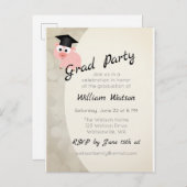 Uitnodiging voor afstudeerfeest voor varkens (Voorkant / Achterkant)