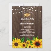 Uitnodiging voor afstudeerfeest. Zonnebloem rustie (Voorkant)