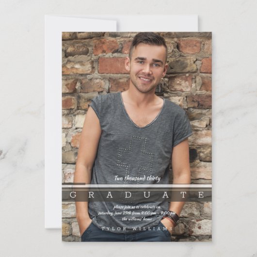 Uitnodiging voor afstudeerfoto moderne afgestudeer (Voorkant)