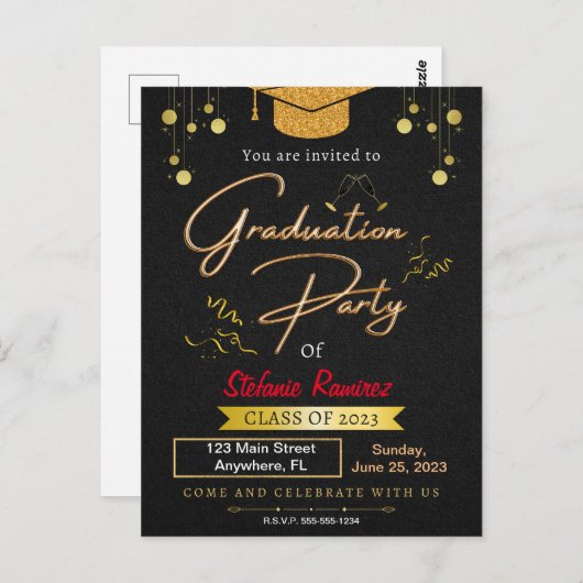 UITNODIGING VOOR AFSTUDEERPARTY (Voorkant / Achterkant)