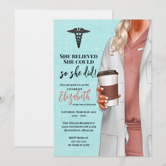 Uitnodiging voor afstuderen aan de medische facult (Voorkant / Achterkant)