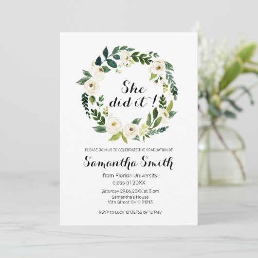 Uitnodiging voor afstuderen aan de universiteit (Staand voorkant)