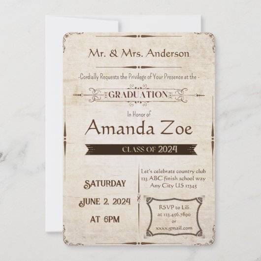 uitnodiging voor afstuderen/bekendmaking (Voorkant)