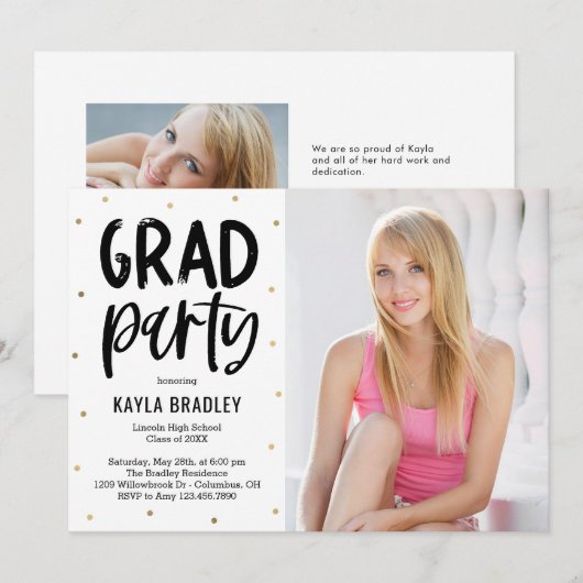 Uitnodiging voor Afstuderen bewerken in kleur voor (Voorkant / Achterkant)