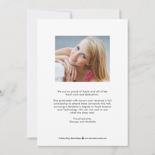 Uitnodiging voor Afstuderen bewerken in kleur voor (Achterkant)